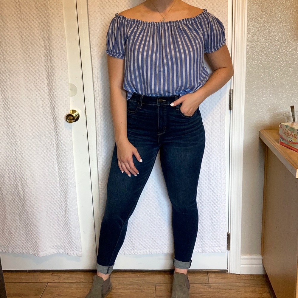 Cute blue and white striped blouse